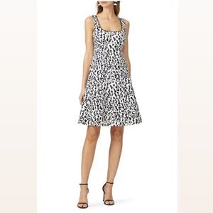 Nanette Lepore Dress Black White Fit & Flare "LEOPARD" Dress Excellent~S…